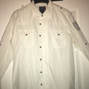 GUESS White Casual Long Sleeve Button Down